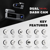 Miofive 4K+2K Dual Dashcam mit 5G WLAN, GPS, integriertem 128 GB eMMC-Speicher